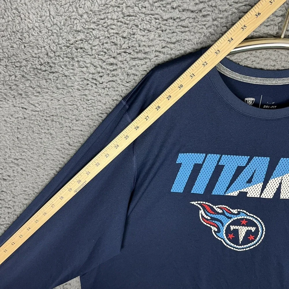Nike Tennesee Titans Shirt Mens 2XL/XXL Blue L/S NFL Equipment Training Dri Fit